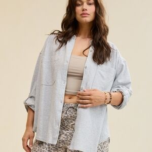 Aerie Roll With It Lightweight Fleece Shirt - Size L